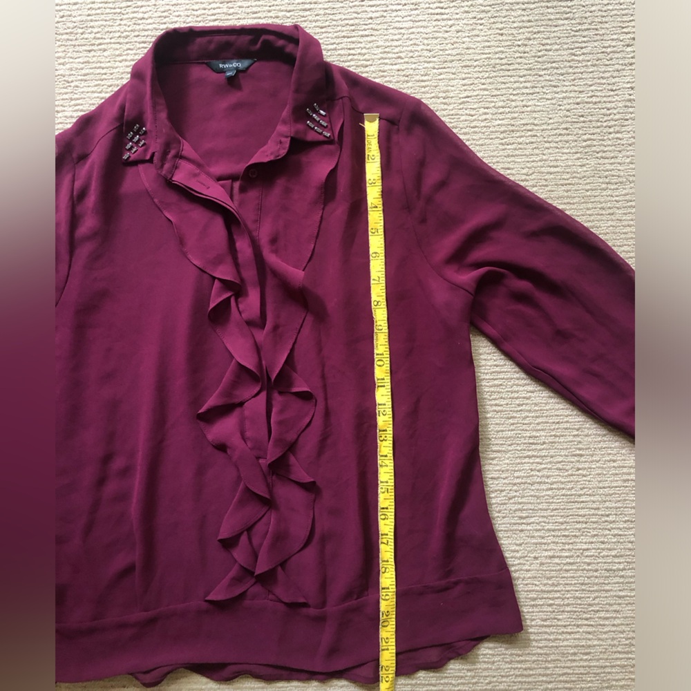 RW&CO Ruffle Burgundy Blouse - Picture 6 of 7
